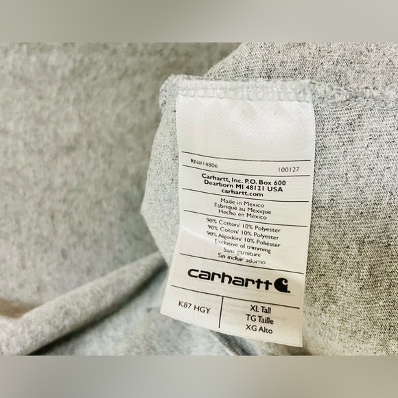 Carhartt Mens T-Shirt Size XL Tall Gray Short Sleeve - Picture 5 of 6
